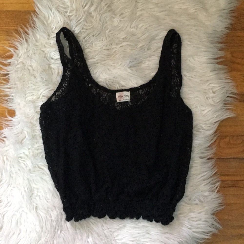 L Black Lace Crop Top from Pacsun